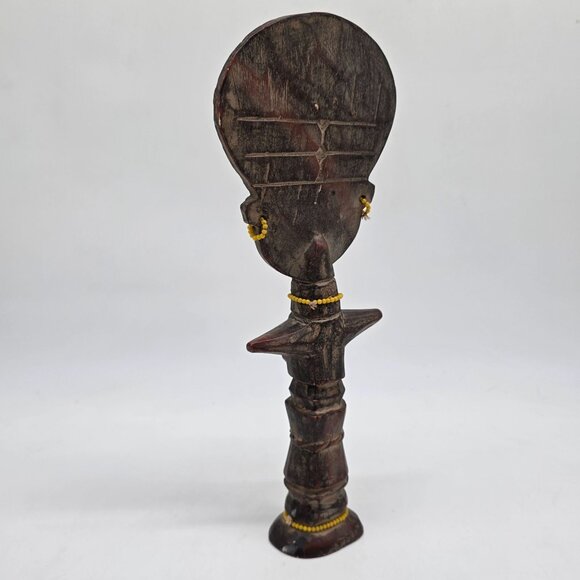 Vintage African Wood Sculpture Carved Statue Ashanti Ghana Fertility Doll 13" - Picture 7 of 10